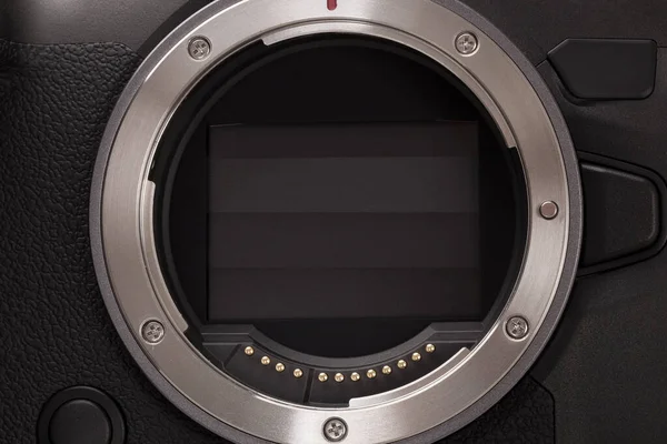 Aynasız Dijital Kamera Teknolojisi Mercek Bağlama Ayrıntısı — Stok fotoğraf