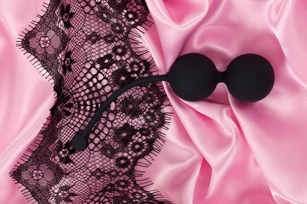 Кульки Кегеля Мережива Рожевому Фоні Секс Іграшки — стокове фото