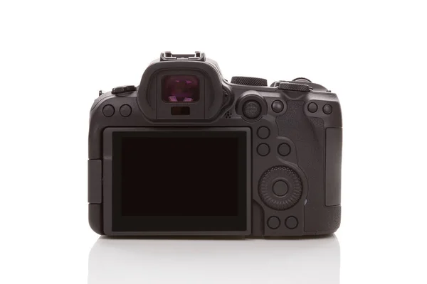Mirrorless Full Frame Professional Camera Back Isolated White Background — Stock Photo, Image