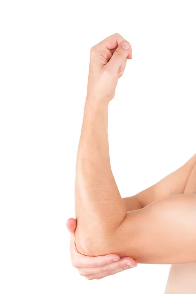 Man holding his elbow, Elbow pain. — Stock Photo, Image