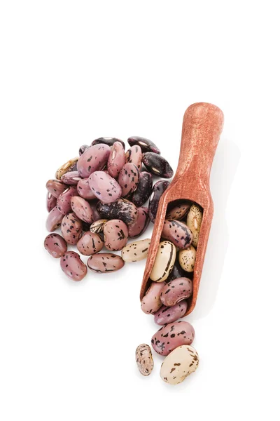 나무로 되는 숟가락에 콩. — 스톡 사진