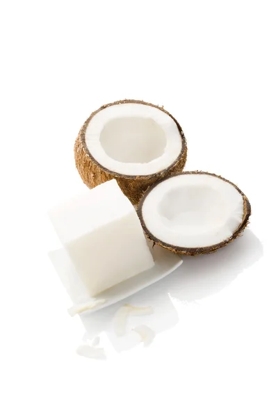 Tvrdé organický kokosový olej — Stock fotografie