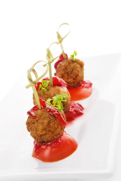 Delicious meatballs canape — Stock Photo, Image