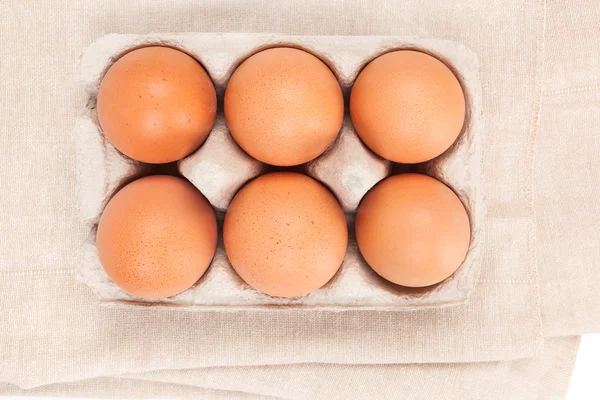 Natural organic chicken eggs, top view. — ストック写真