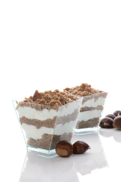 Kastanj puré dessert. — Stockfoto