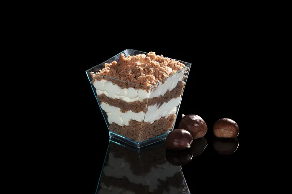 Kastanj puré dessert. — Stockfoto