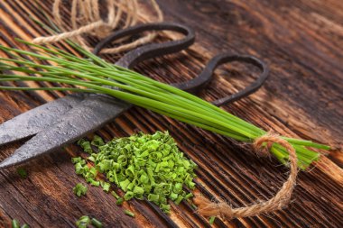 Taze ve kuru Frenk soğanı ot.