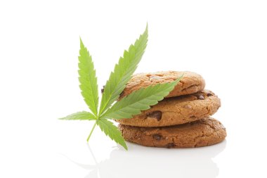 Cookies with hemp leaf isolated. clipart