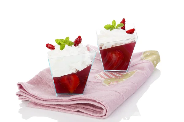 Heerlijke aardbei jelly dessert. — Stockfoto