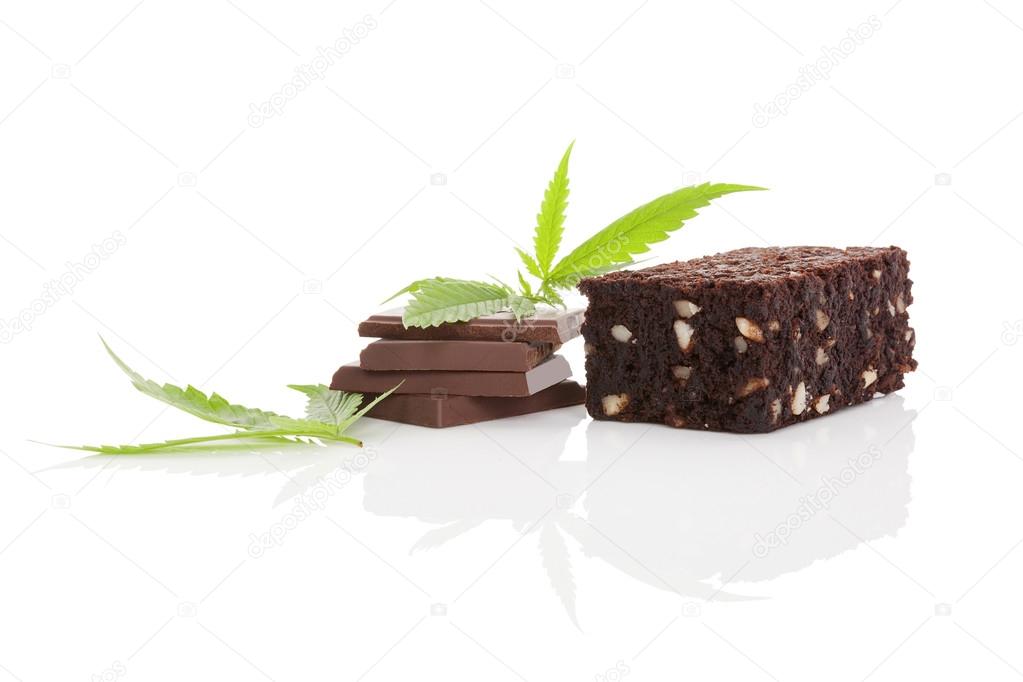 Cannabis chocolate and brownie.