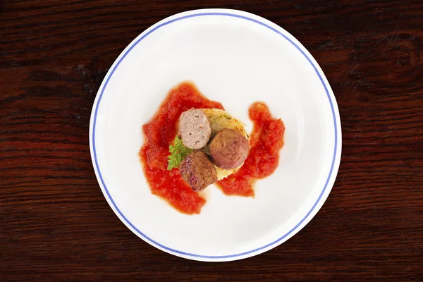 Meatballs on plate, top view. — Stock Photo, Image