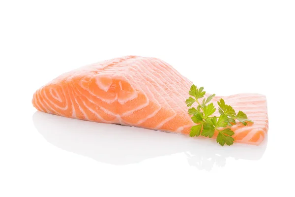 Fresh salmon steak isolated. — Stock Photo, Image