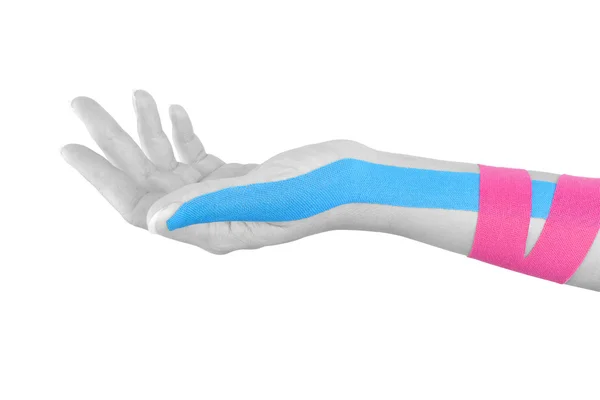 Kinesio tape on female hand. — Stock Photo, Image