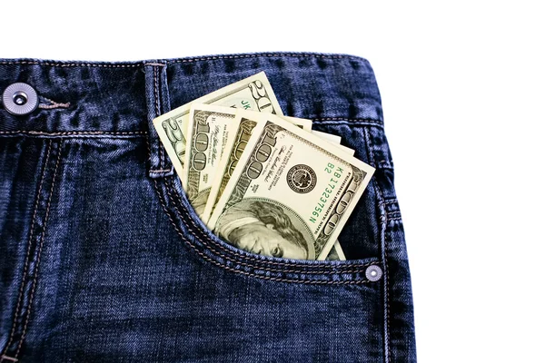 Dollar i jeans — Stockfoto