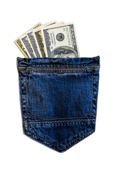 Доллары в джинсах — стоковое фото