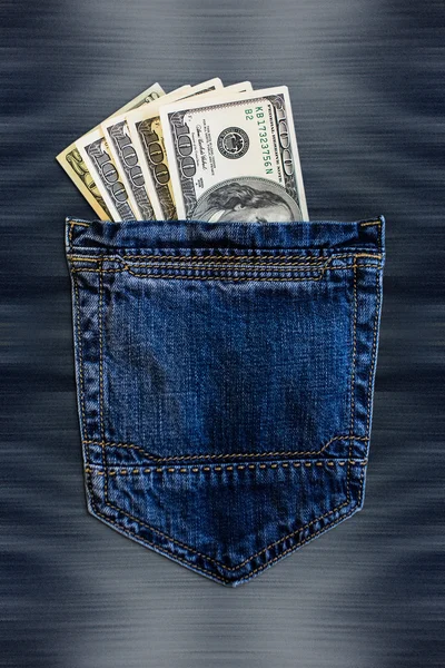 Dollar i jeans — Stockfoto