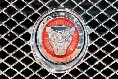 close up logo of Jaguar on bumper clipart