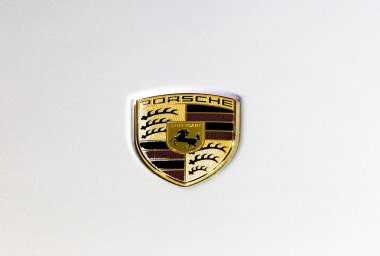 logo of Porsche on white texture
