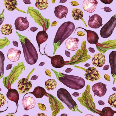 Renkli sebzeler dikişsiz desen. suluboya resimleme.