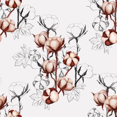 Rudbeckia. Ekinezya çiçekleri kusursuz desen. Çiçekli suluboya çizimi.