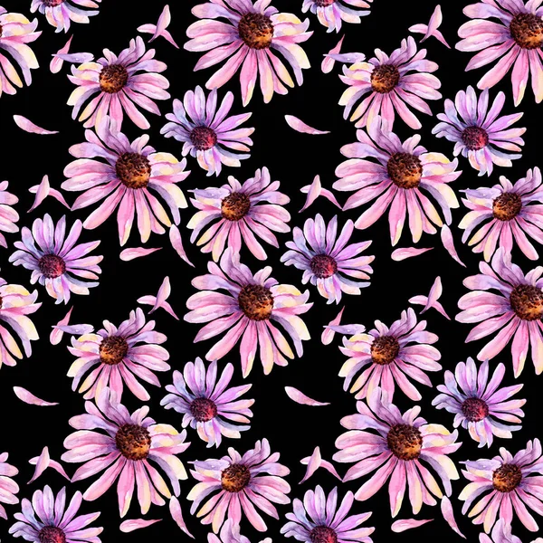 ルドケビア エキナセアの花のシームレスなパターン 花水彩図 — ストック写真