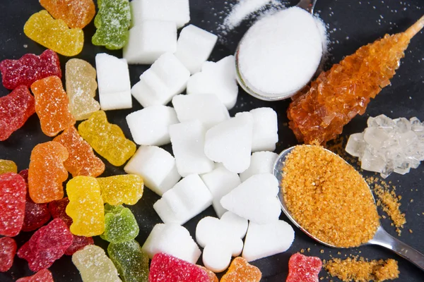 Foto de diferentes tipos de açúcar — Fotografia de Stock