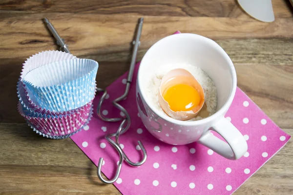 Baking ingredients on wood — Stock Photo, Image