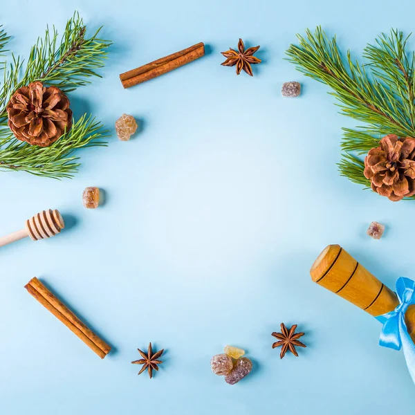 Flach Lag Eine Attrappe Der Weihnachtsbäckerei Küchenutensilien Zum Selbstgemachten Kochen — Stockfoto