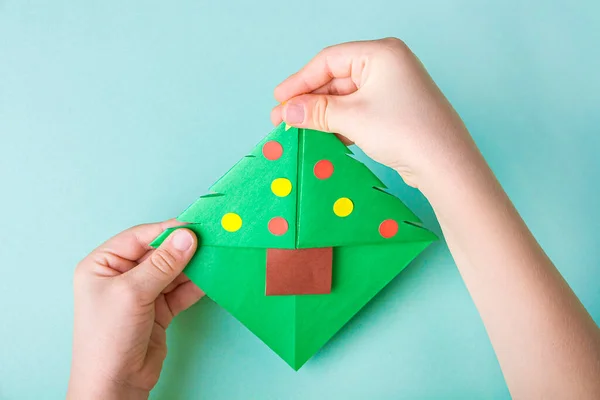 Konzept Von Diy Und Kinderkreativität Origami Schritt Für Schritt Anleitung — Stockfoto