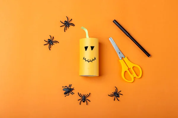 Halloween Diy Creatividad Los Niños Instrucción Paso Paso Hacer Calabaza —  Fotos de Stock