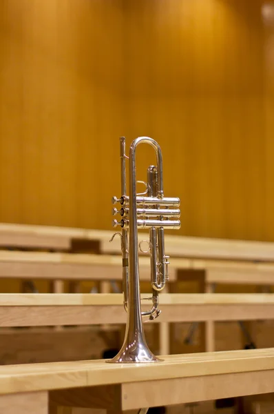 Instrument dęty. Trąbka. Sala koncertowa. Instrumenty dęte — Zdjęcie stockowe