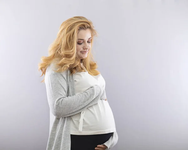 Portræt Smuk Gravid Kvinde - Stock-foto