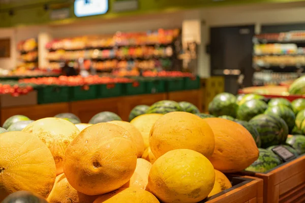 Gele Meloenen Een Markt — Stockfoto