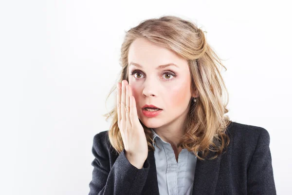 Sexy business woman in strict jacket. Beautiful blonde — Stock Photo, Image