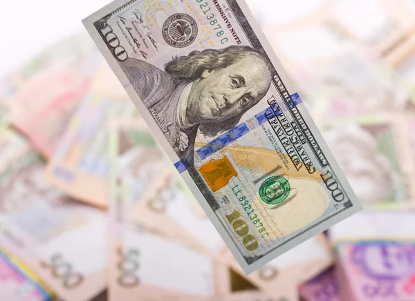 Ukrainian hryvnia and the US dollar. — Stock Photo, Image