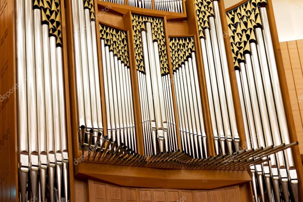 a large organ in the concert hall