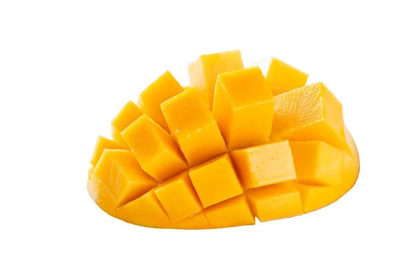 Aufgeschnittenes Stück Mango Isoliert Auf Weiß — Stockfoto