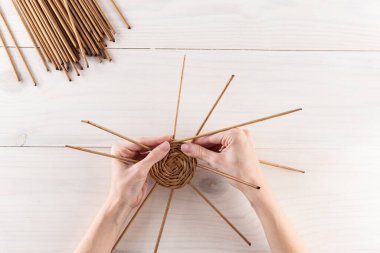 Kağıt sarmaşığından dokuma işlemi.