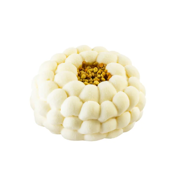 Moussekuchen Mit Lavendel Honig Und Zitrone Isoliert Auf Weißem Hintergrund — Stockfoto