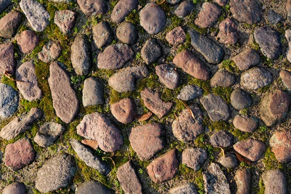 Textura Carretera Forrada Con Piedra Río —  Fotos de Stock