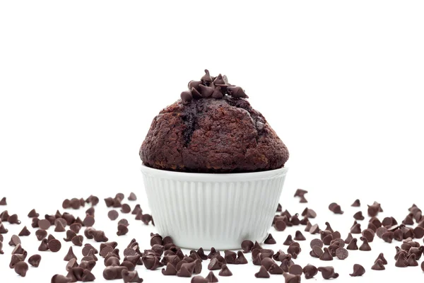 Muffin with chocolate chips — Stock Photo, Image