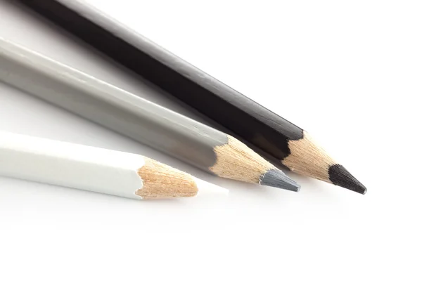 Bleistiftfarbe weiß silber grau schwarz — Stockfoto