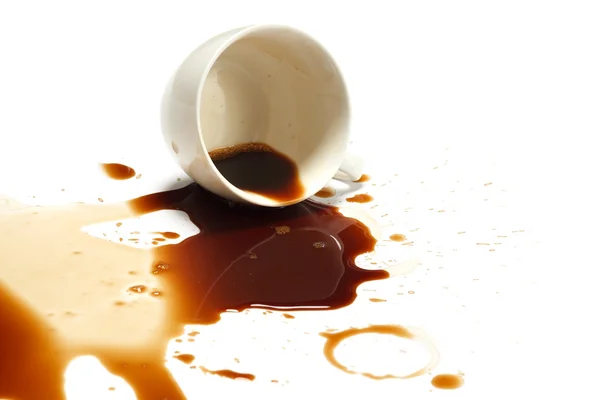 Coffee spill stain accident white background — Stock Photo, Image