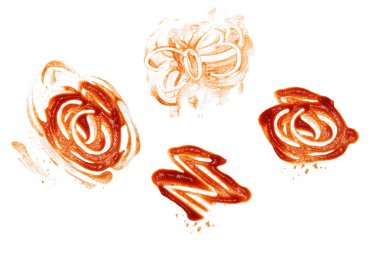 ketchup spill stain mucky white background clipart
