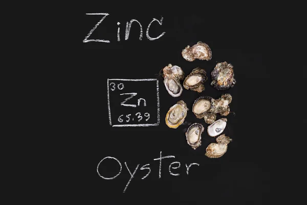 Oyster fresh zinc seafood appetizer periodic table — Stock Photo, Image