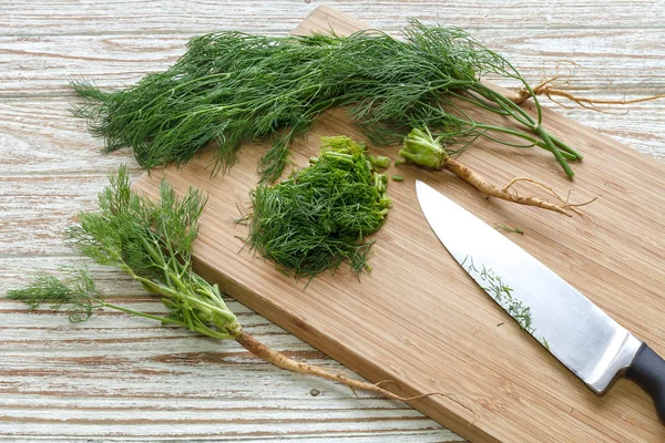 Eneldo ingrediente vegetal naturaleza verde orgánico picado — Foto de Stock