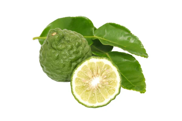 Bergamot kaffir lime leaves herb fresh ingredient isolated — Stock Photo, Image