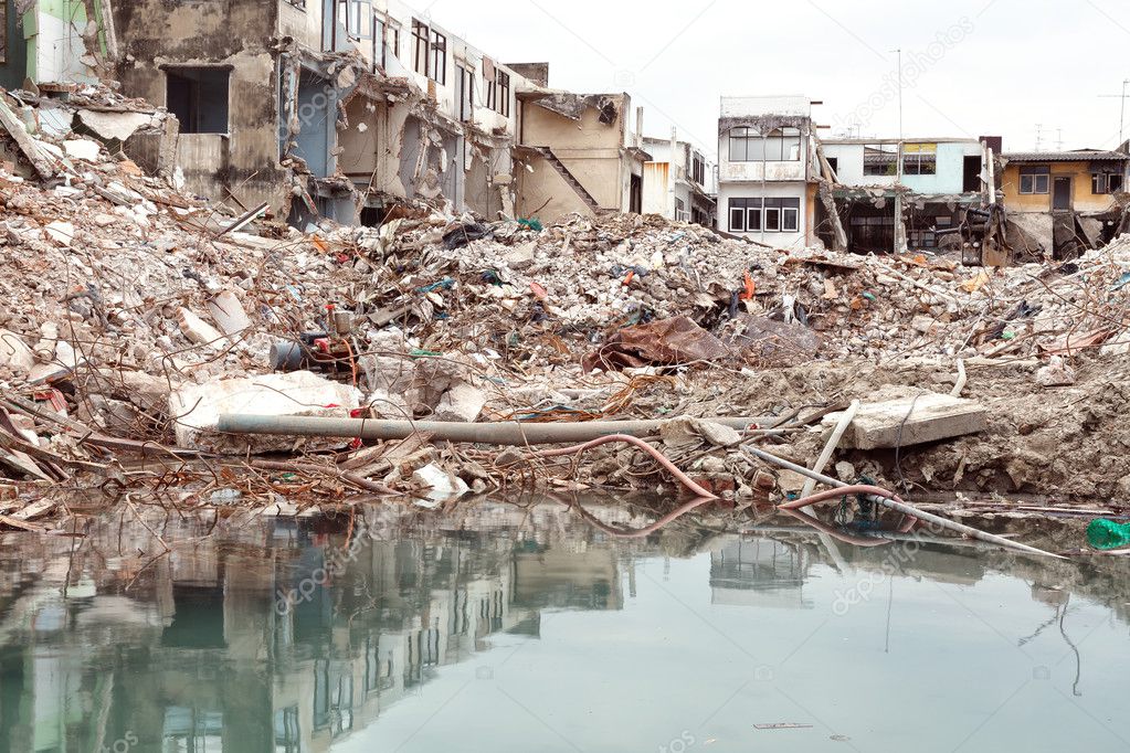 old building destroyed demolition construction concrete architecture garbage abandoned