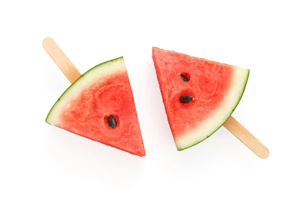 Wassermelone Eis am Stiel lecker frische Sommerfrüchte süßes Dessert — Stockfoto