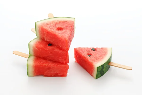 Wassermelone Eis am Stiel lecker frische Sommerfrüchte süßes Dessert — Stockfoto